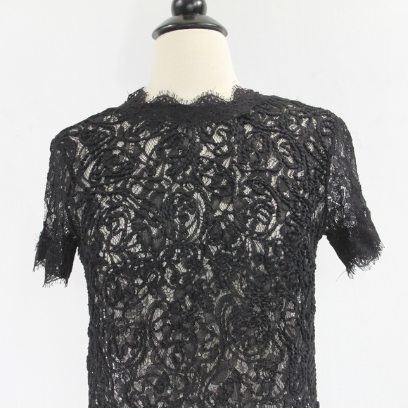 Zara Crop Top Small Lace Shirt women NEW Black - Picture 4 of 8
